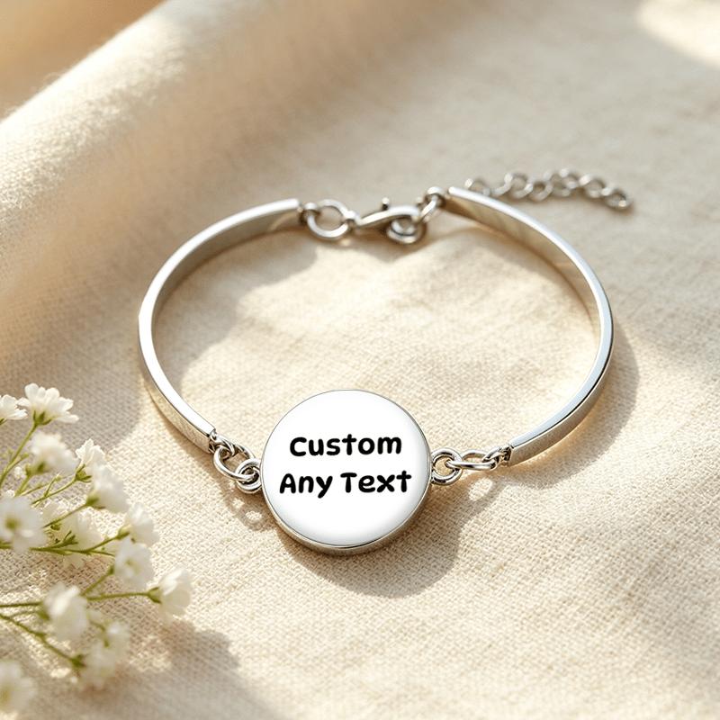 Adjustable Round Time Inlay Classic Bracelet, Customizable
